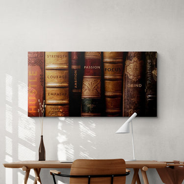 Discover Greattness Original, Leader Books Motivational Artwork for Office, LEADER BOOKS by Original Greattness™ Canvas Wall Art Print