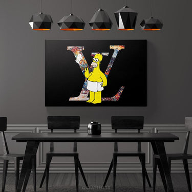 Discover Homer Simpson Wall Art, Homer Simpson Louis Vuitton Luxury Canvas Wall Art, LV AFTERPARTY by Original Greattness™ Canvas Wall Art Print