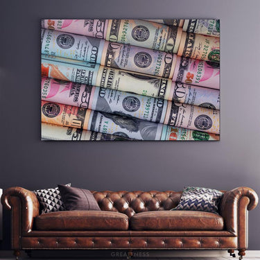 Discover Shop Money Wall Art, Money Racks Dollar Bills Canvas Wall Art, MCDOLLAR by Original Greattness™ Canvas Wall Art Print