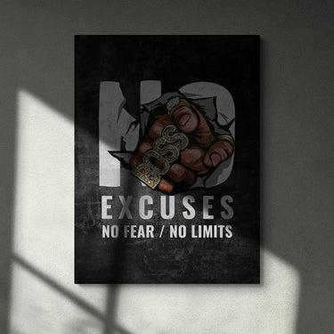 Discover Motivational Canvas Art, No Excuses Motivational Canvas Wall Art, NO EXCUSES CANVAS by Original Greattness™ Canvas Wall Art Print