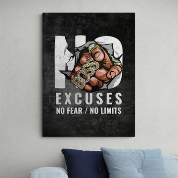 NO EXCUSES - Motivational, Inspirational & Modern Canvas Wall Art - Greattness