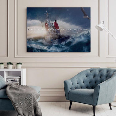 Discover Shop Motivational Quote Wall Art, Smooth Seas Never Made A Skilled Sailor Quote Ozean Canvas Art, SMOOTH SEAS by Original Greattness™ Canvas Wall Art Print