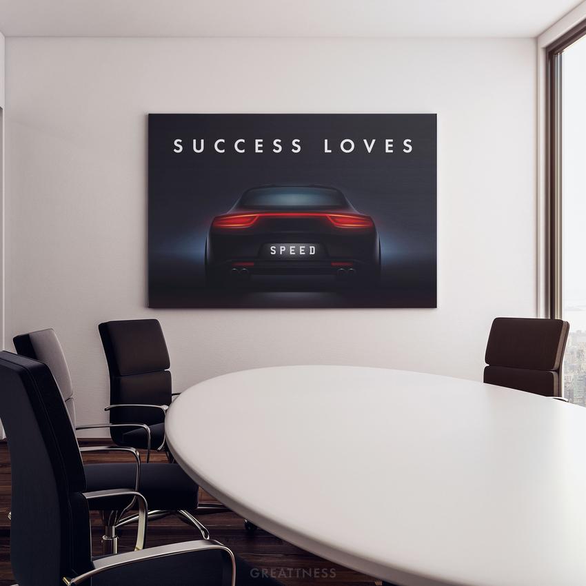 SUCCESS LOVES SPEED - Motivational, Inspirational & Modern Canvas Wall Art - Greattness