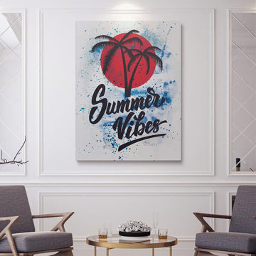 SUMMER VIBES PALM - Motivational, Inspirational & Modern Canvas Wall Art - Greattness