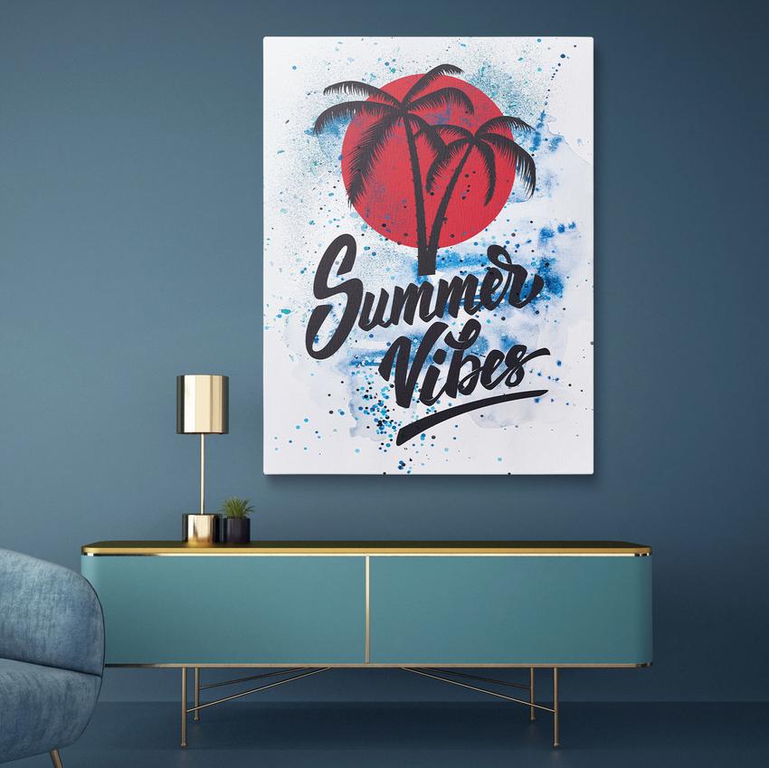 SUMMER VIBES PALM - Motivational, Inspirational & Modern Canvas Wall Art - Greattness