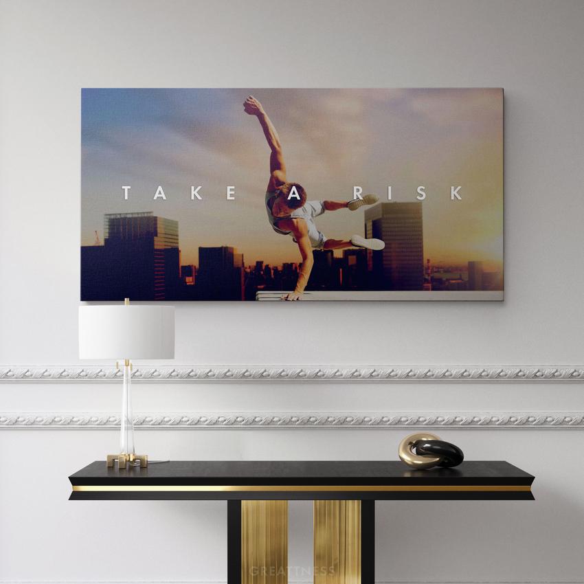 TAKE A RISK II - Motivational, Inspirational & Modern Canvas Wall Art - Greattness
