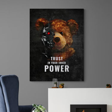 Discover Motivational Teddy Canvas Art, Inner Power Roboter Bear Quote Sign Canvas Wall Art, INNER POWER by Original Greattness™ Canvas Wall Art Print